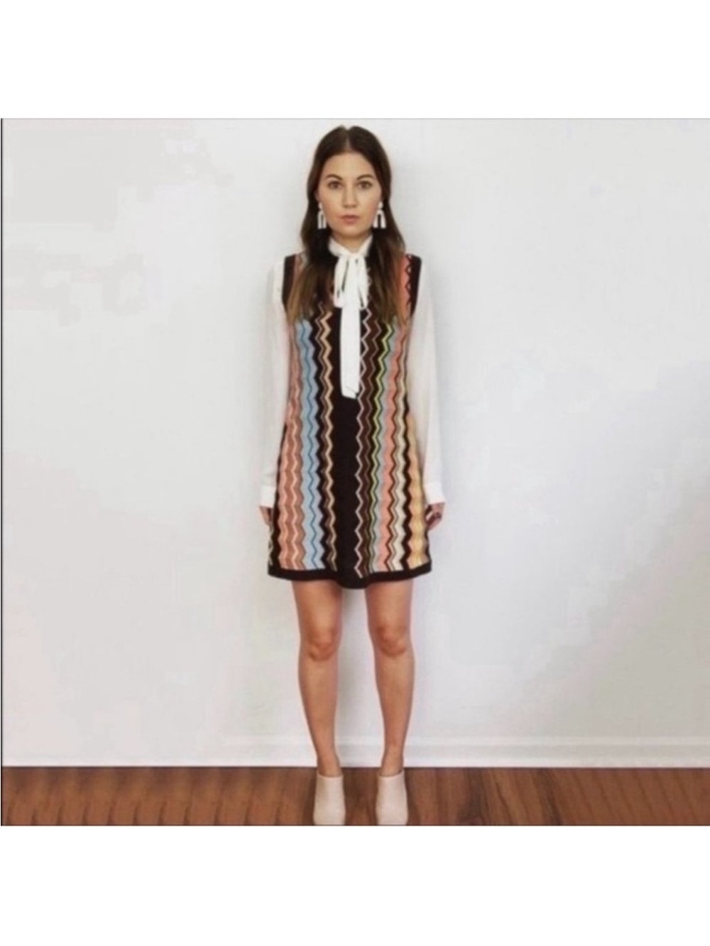 Missoni for Target | Dress | MFT Dark Brown Multi Colored Chevron Knit Dress - Picture 10 of 11